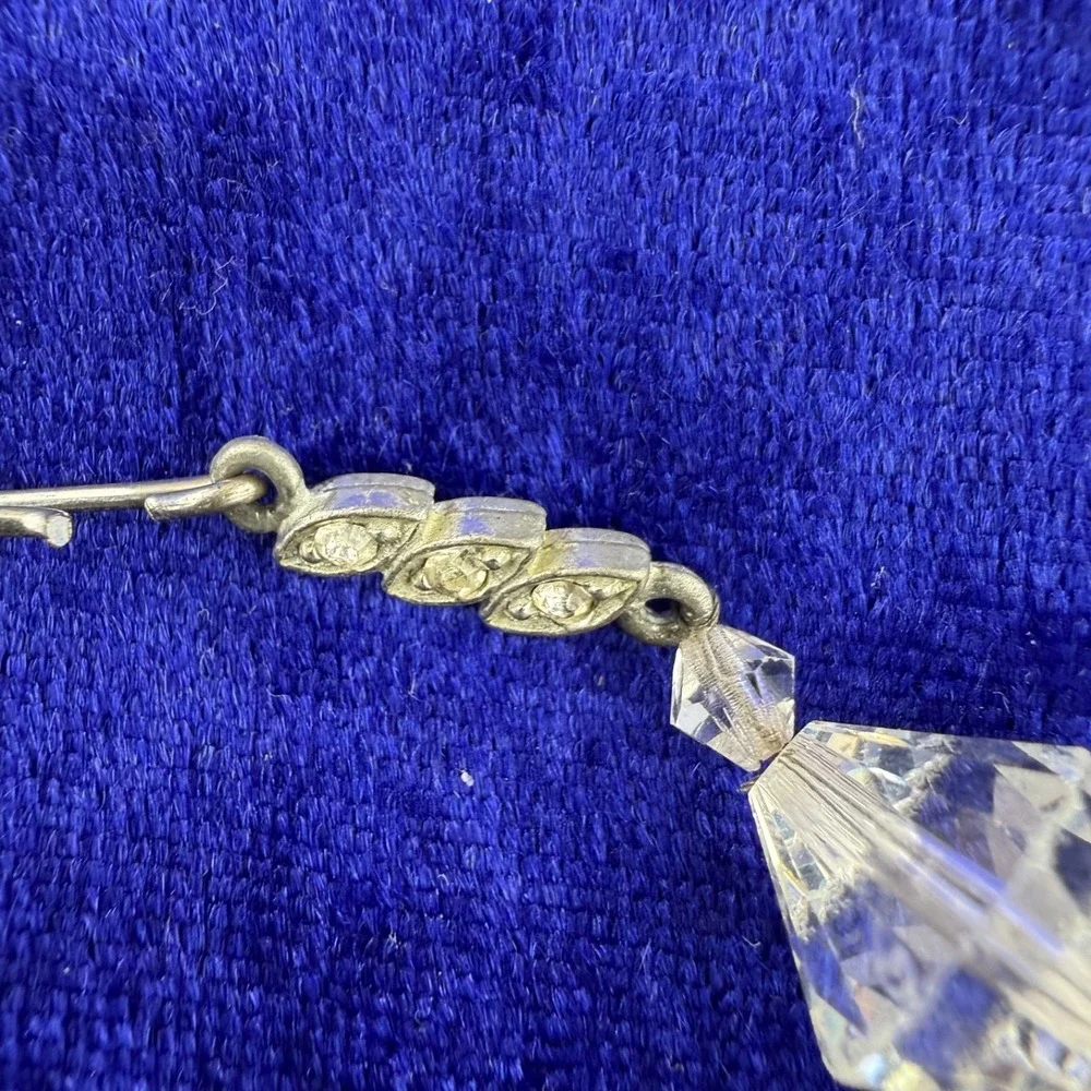 Vintage‎ Glass Beaded Necklace Clear Faceted Prom Wedding 16